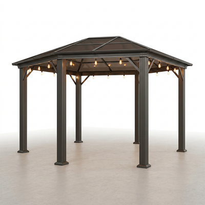 Wall Mount Pergola Built to Last Decades, Aluminum Frame, UV Resistant Roof, 10x12 Coverage