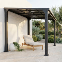 10 * 12FT Pergola,4 * 5 Inch Thickened Pillars & Enlarged Base,Outdoor Hardtop Lean to Gazebo,Wall Mounted Pergola,Pergolas Gazebos Clearance,Aluminum Frame Pergola,Uv Resistant Patio Roof — Studio Shot