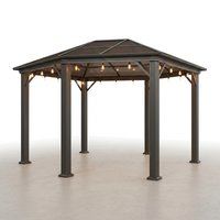 10 * 12FT Pergola,4 * 5 Inch Thickened Pillars & Enlarged Base,Outdoor Hardtop Lean to Gazebo,Wall Mounted Pergola,Pergolas Gazebos Clearance,Aluminum Frame Pergola,Uv Resistant Patio Roof — Studio Shot