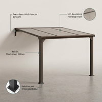 10 * 12FT Pergola,4 * 5 Inch Thickened Pillars & Enlarged Base,Outdoor Hardtop Lean to Gazebo,Wall Mounted Pergola,Pergolas Gazebos Clearance,Aluminum Frame Pergola,Uv Resistant Patio Roof — infographic