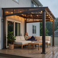 10 * 12FT Pergola,4 * 5 Inch Thickened Pillars & Enlarged Base,Outdoor Hardtop Lean to Gazebo,Wall Mounted Pergola,Pergolas Gazebos Clearance,Aluminum Frame Pergola,Uv Resistant Patio Roof — Lifestyle