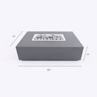 Outdoor Fire Pit Table Designed for Multi-Function Use, Concrete Construction, Ceramic Wind Guard, Rectangular