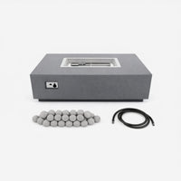 Outdoor Fire Pit Table Designed for Multi-Function Use, Concrete Construction, Ceramic Wind Guard, Rectangular