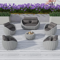 Aluminum Patio Furniture Set Built for Modern Outdoor Living, 6-Piece Sectional Sofa, Olefin Rope, Water Repellent
