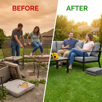 Aluminum Patio Furniture Set, 7 Piece Metal Outdoor Set, Patio Furniture Set with Waterproof Covers for Backyard Garden（Grey） — Before & After