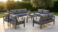 Aluminum Patio Furniture Set, 7 Piece Metal Outdoor Set, Patio Furniture Set with Waterproof Covers for Backyard Garden（Grey） — Lifestyle