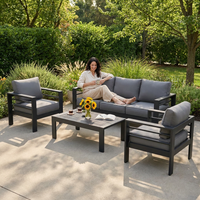 Aluminum Patio Furniture Set, 7 Piece Metal Outdoor Set, Patio Furniture Set with Waterproof Covers for Backyard Garden（Grey） — Lifestyle