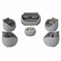Aluminum Patio Furniture Set Built for Modern Outdoor Living, 6-Piece Sectional Sofa, Olefin Rope, Water Repellent