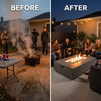 Concrete Fire Pit Table - Rectangular — Before & After