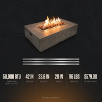 Concrete Outdoor Propane Fire Pit Table, 50,000 BTU Square Gas Fire Table with Adjustable Flame, Lava Rocks, Weather-Resistant Design, and Protective Cover for Patio, Deck, or Backyard — Results & Stats